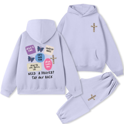Need A Prayer Tap My Back Christian Premium Fleece Hoodie Set