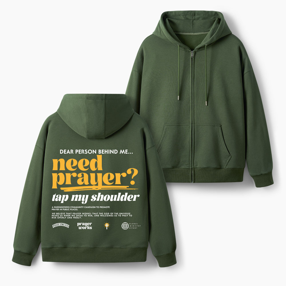 Need Prayer Christian Fleece-Lined Full-Zip Hoodie