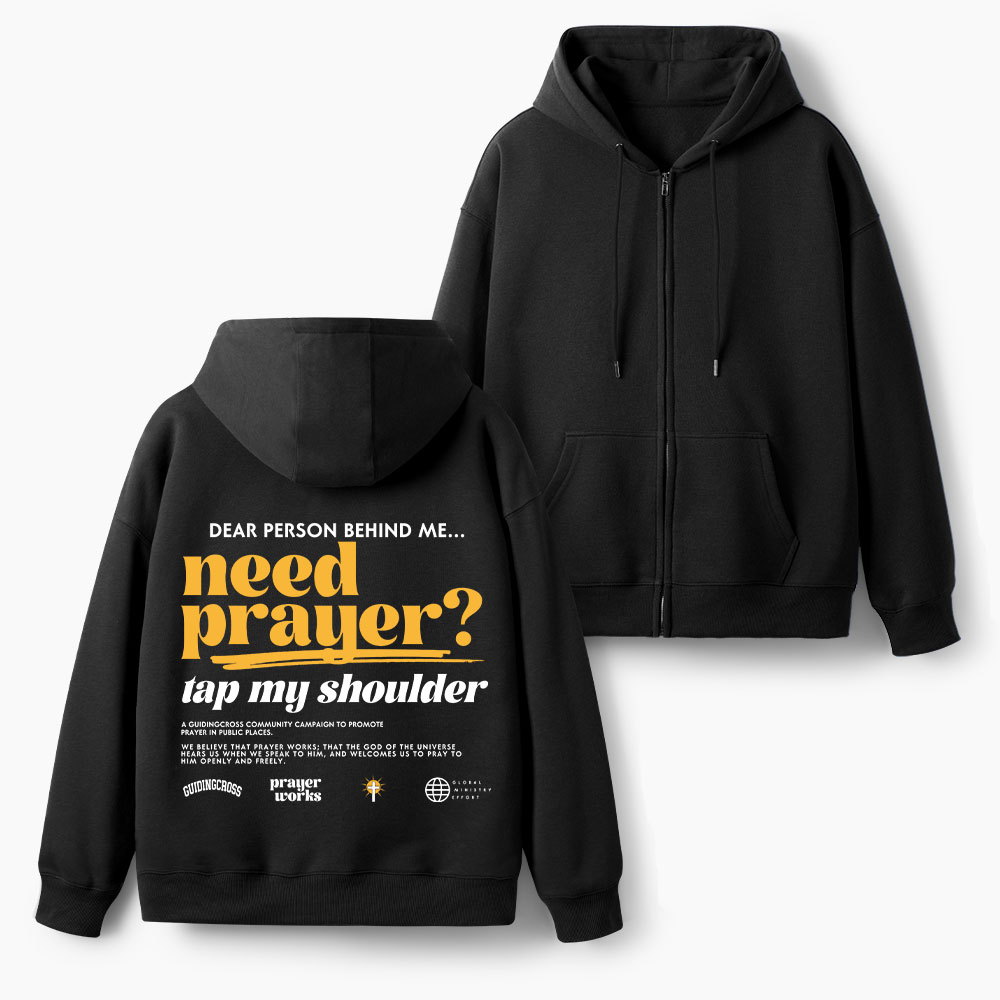 Need Prayer Christian Fleece-Lined Full-Zip Hoodie