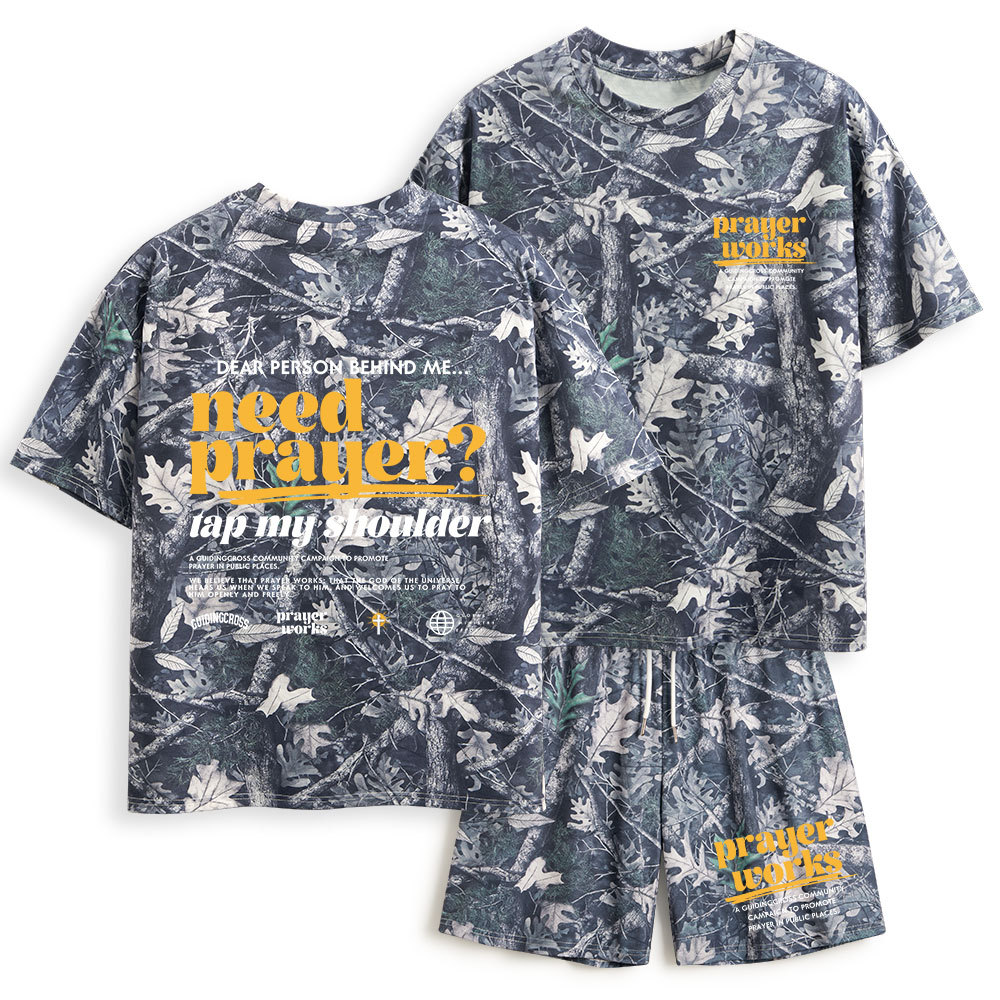 Need Prayer Tap My Shoulder Christian Camo T-Shirt & Shorts