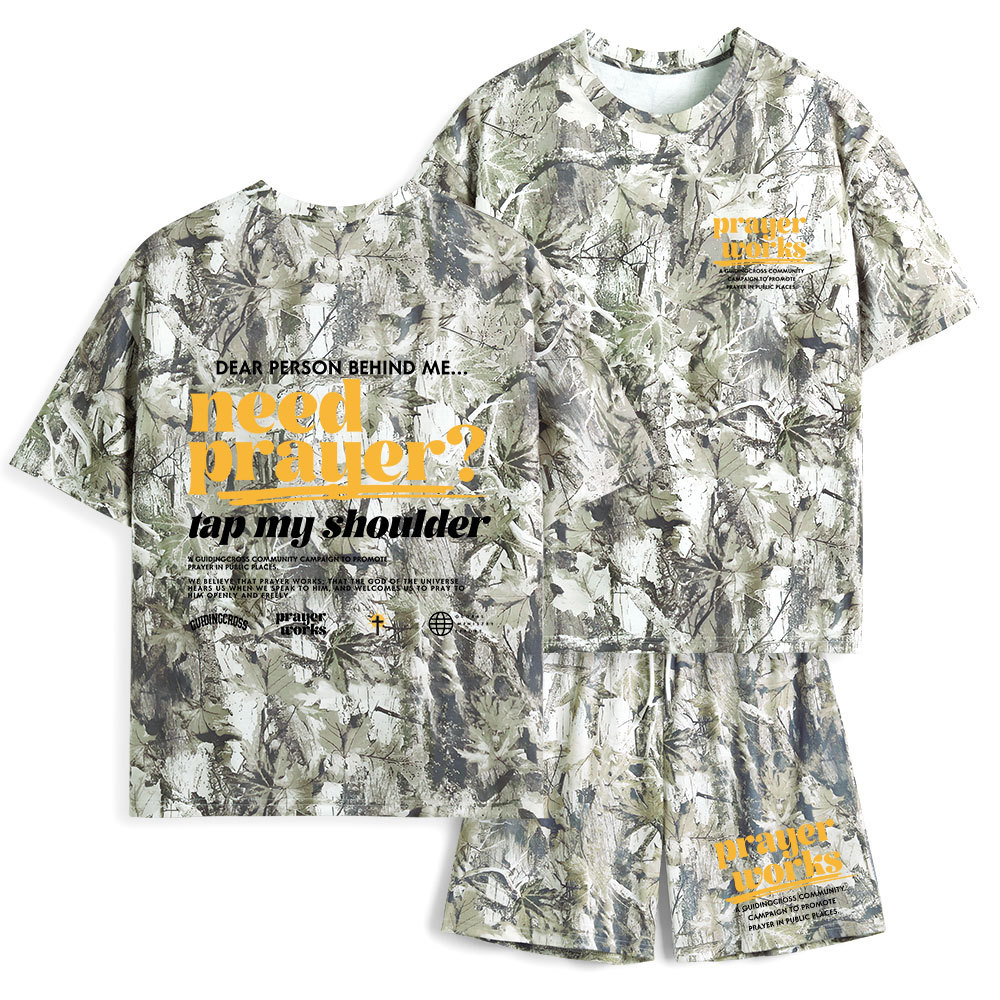 Need Prayer Tap My Shoulder Christian Camo T-Shirt & Shorts