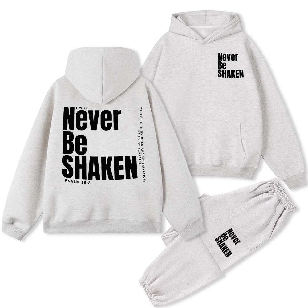 Never Be Shaken Christian Flleece Hoodie Set