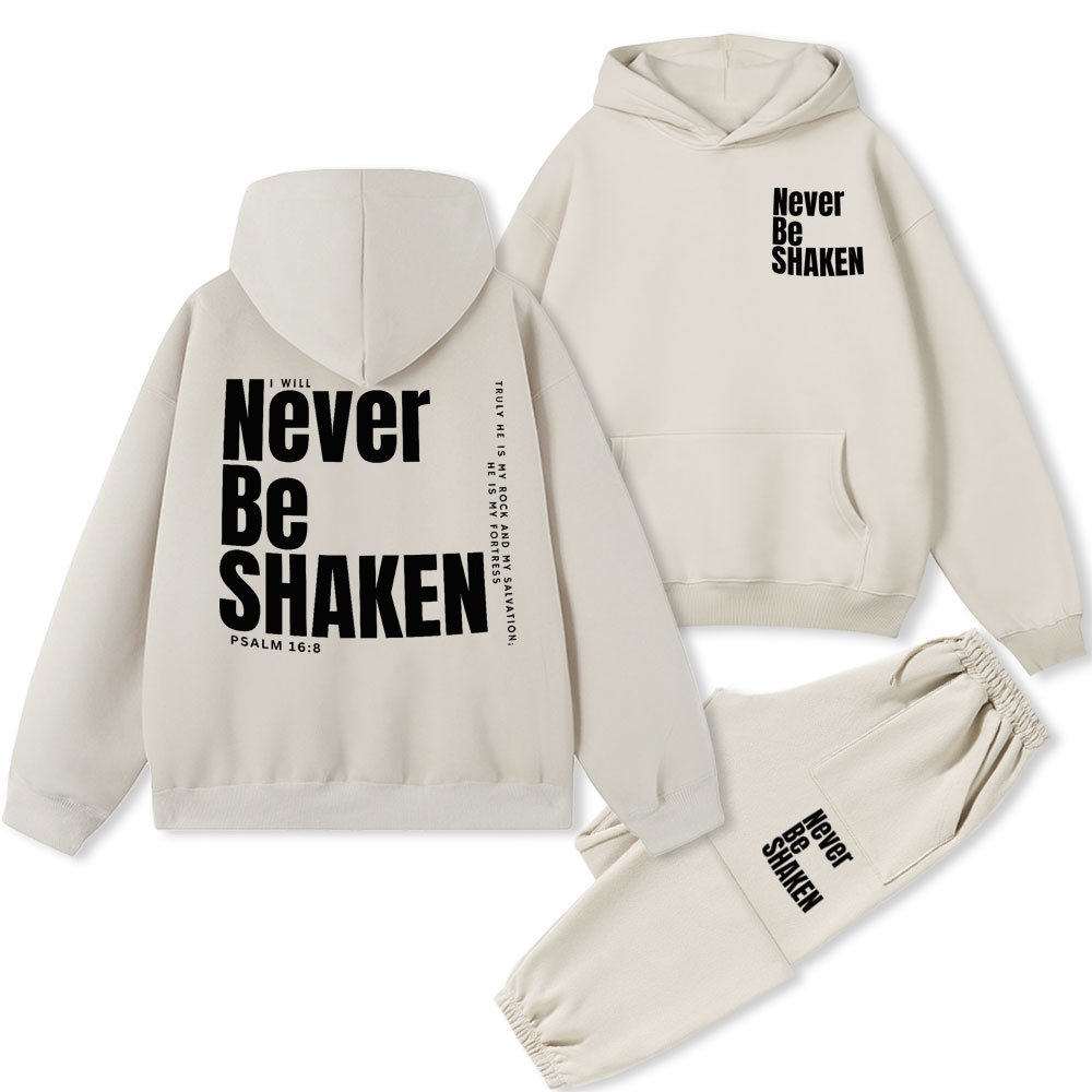 Never Be Shaken Christian Flleece Hoodie Set