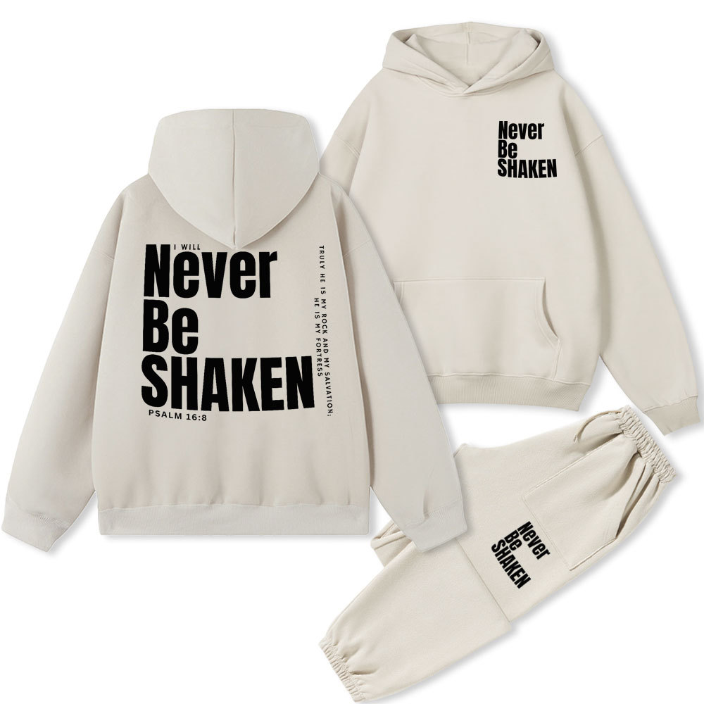 Never Be Shaken Christian Flleece Hoodie Set