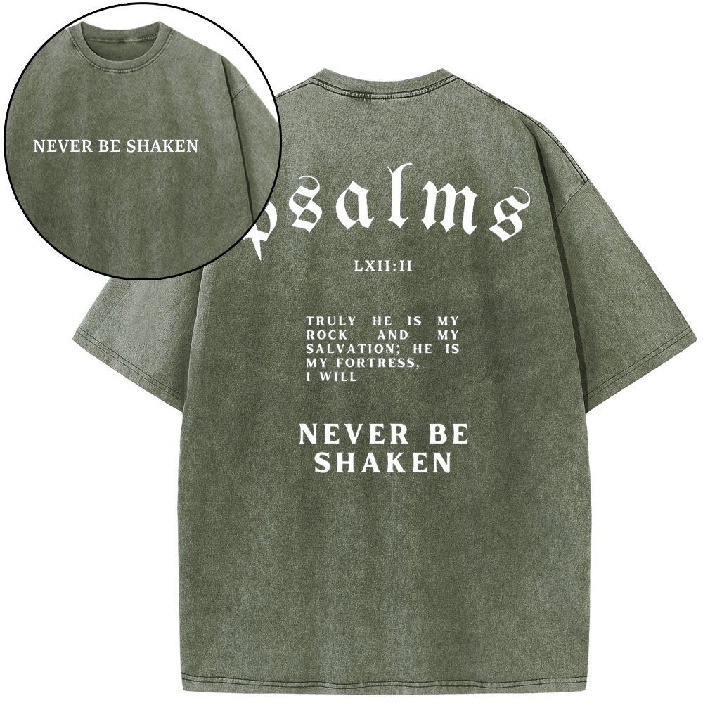 Never Be Shaken Christian Washed T-Shirt