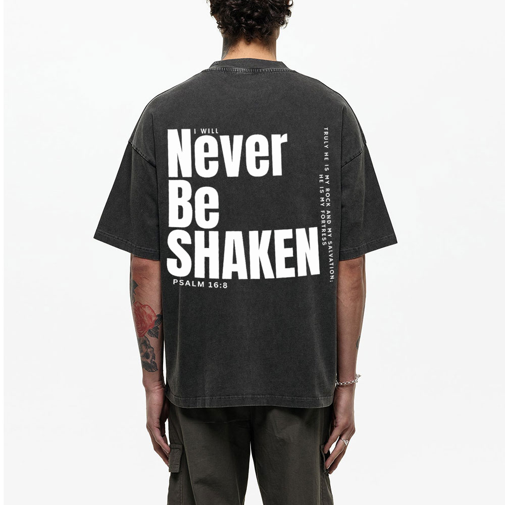 Never Be Shaken Christian Washed T-Shirt