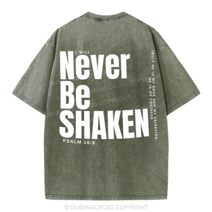 Never Be Shaken Christian Washed T-Shirt