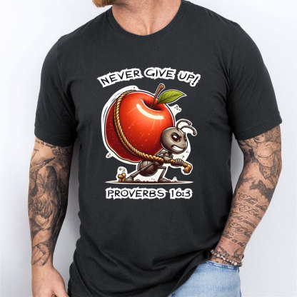 Never Give Up Chirstian Washed T-Shirt