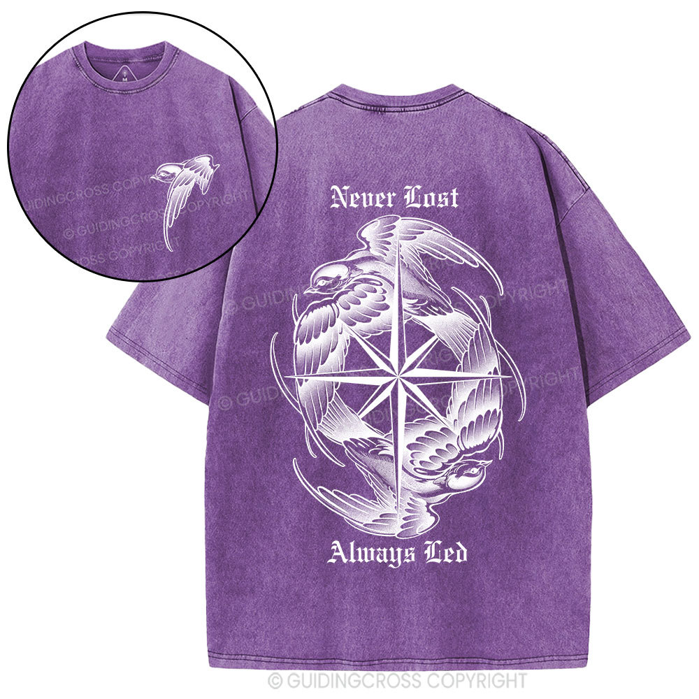 Never Lost Always Led Christian Washed T-Shirt