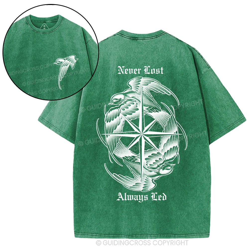 Never Lost Always Led Christian Washed T-Shirt