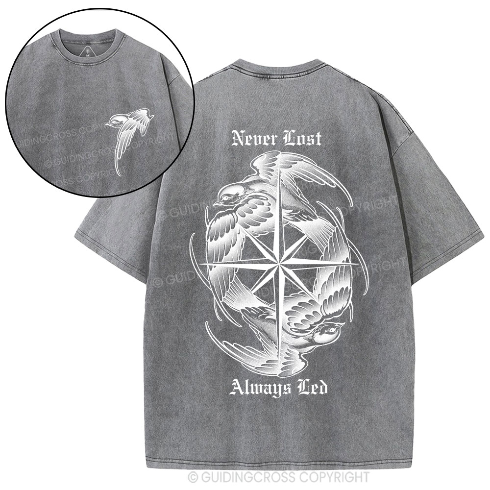Never Lost Always Led Christian Washed T-Shirt