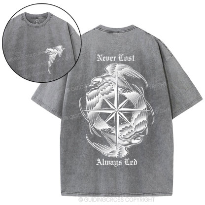 Never Lost Always Led Christian Washed T-Shirt