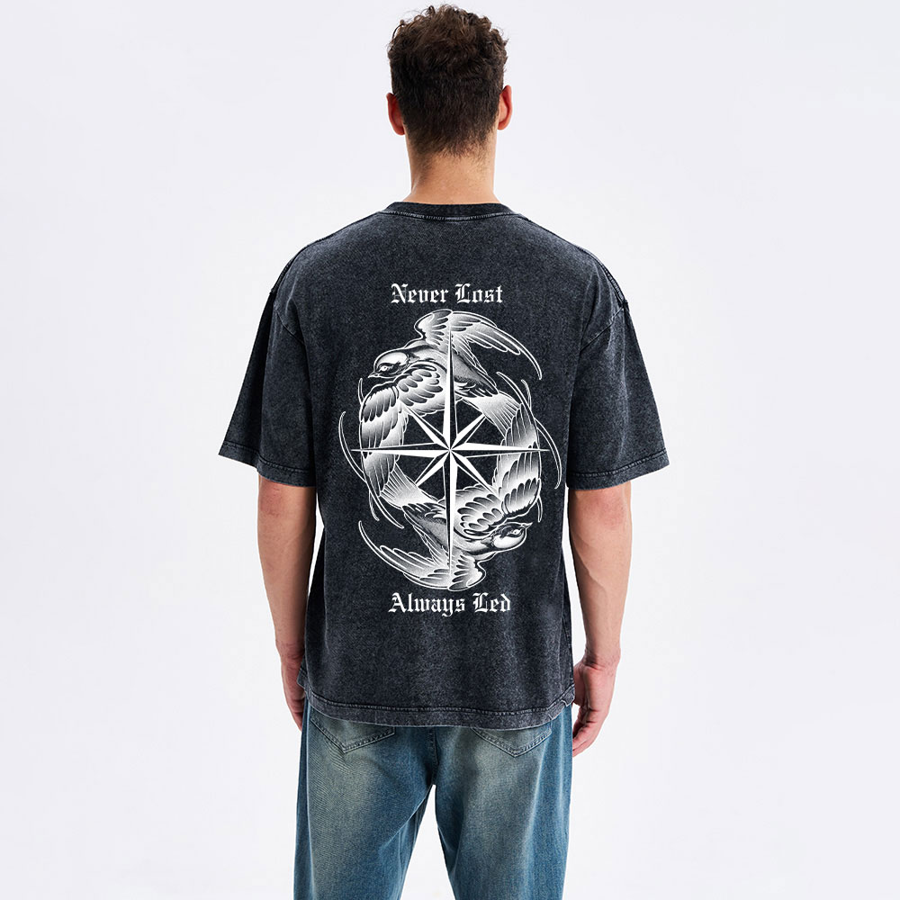 Never Lost Always Led Christian Washed T-Shirt