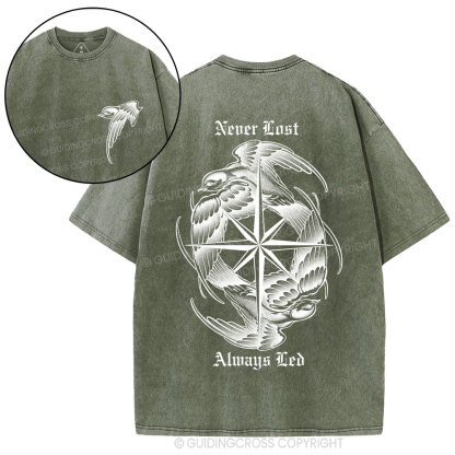 Never Lost Always Led Christian Washed T-Shirt