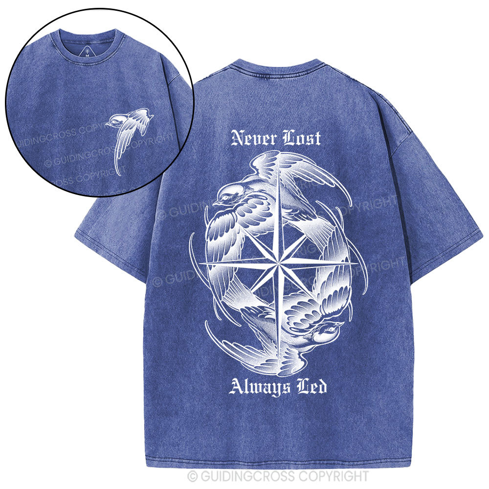 Never Lost Always Led Christian Washed T-Shirt