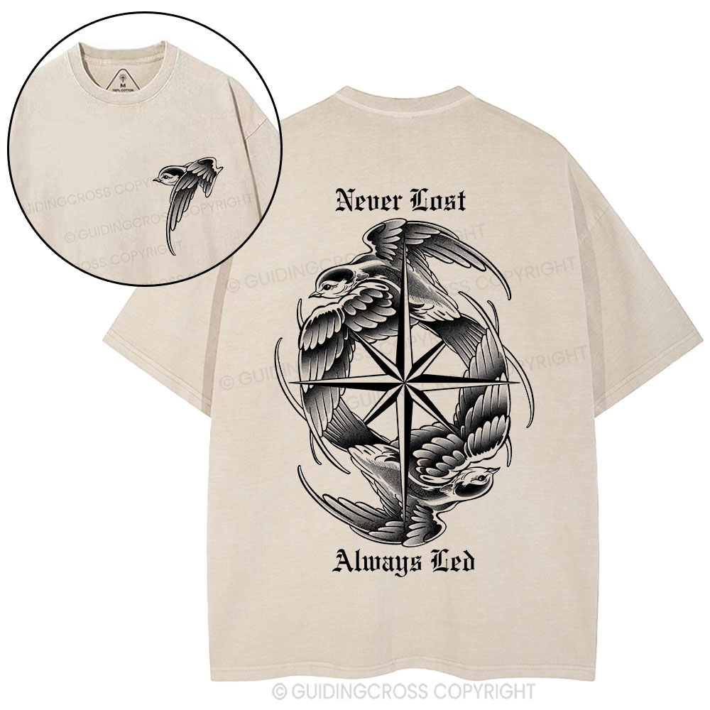 Never Lost Always Led Christian Washed T-Shirt