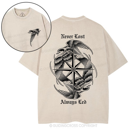 Never Lost Always Led Christian Washed T-Shirt