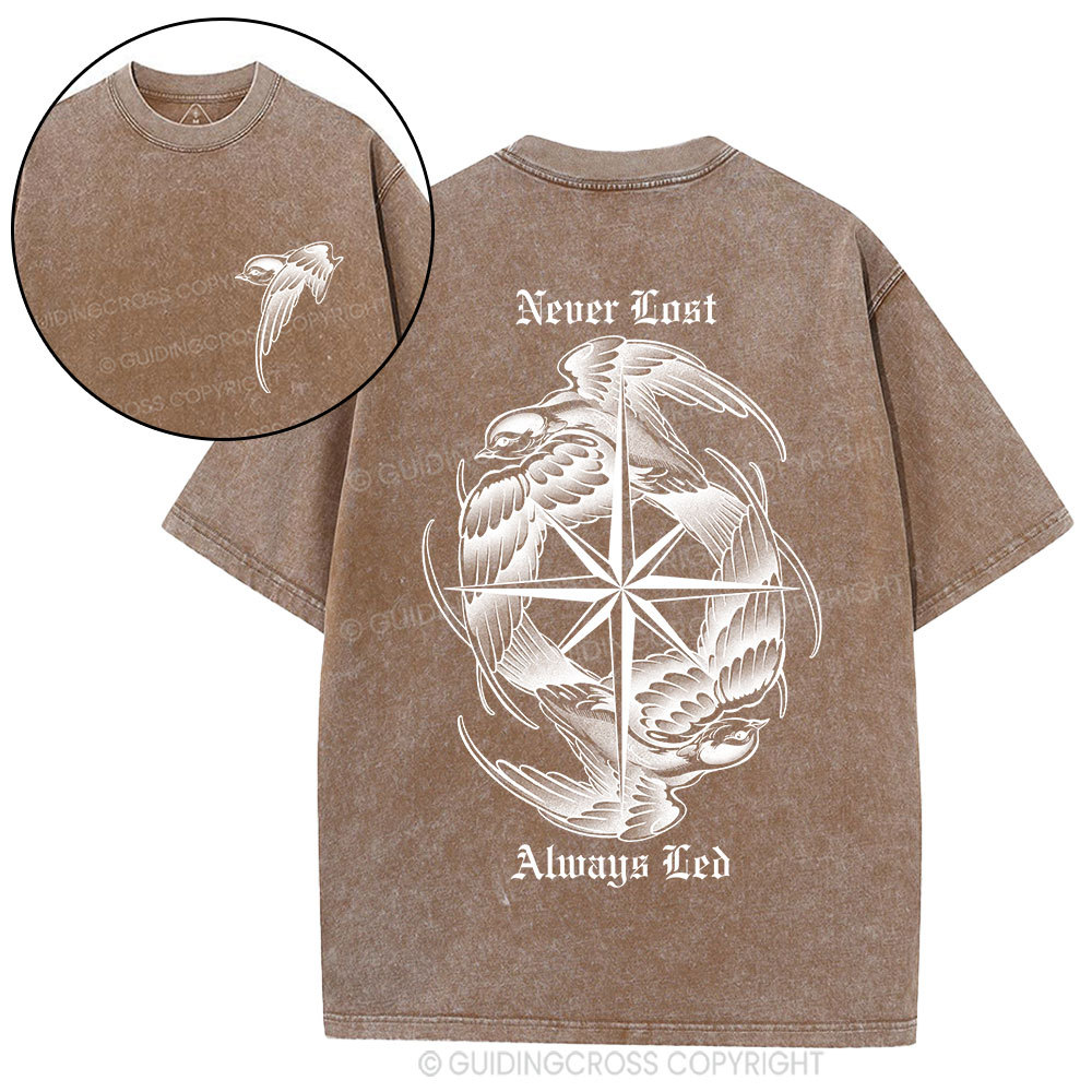 Never Lost Always Led Christian Washed T-Shirt