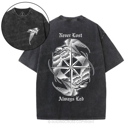 Never Lost Always Led Christian Washed T-Shirt