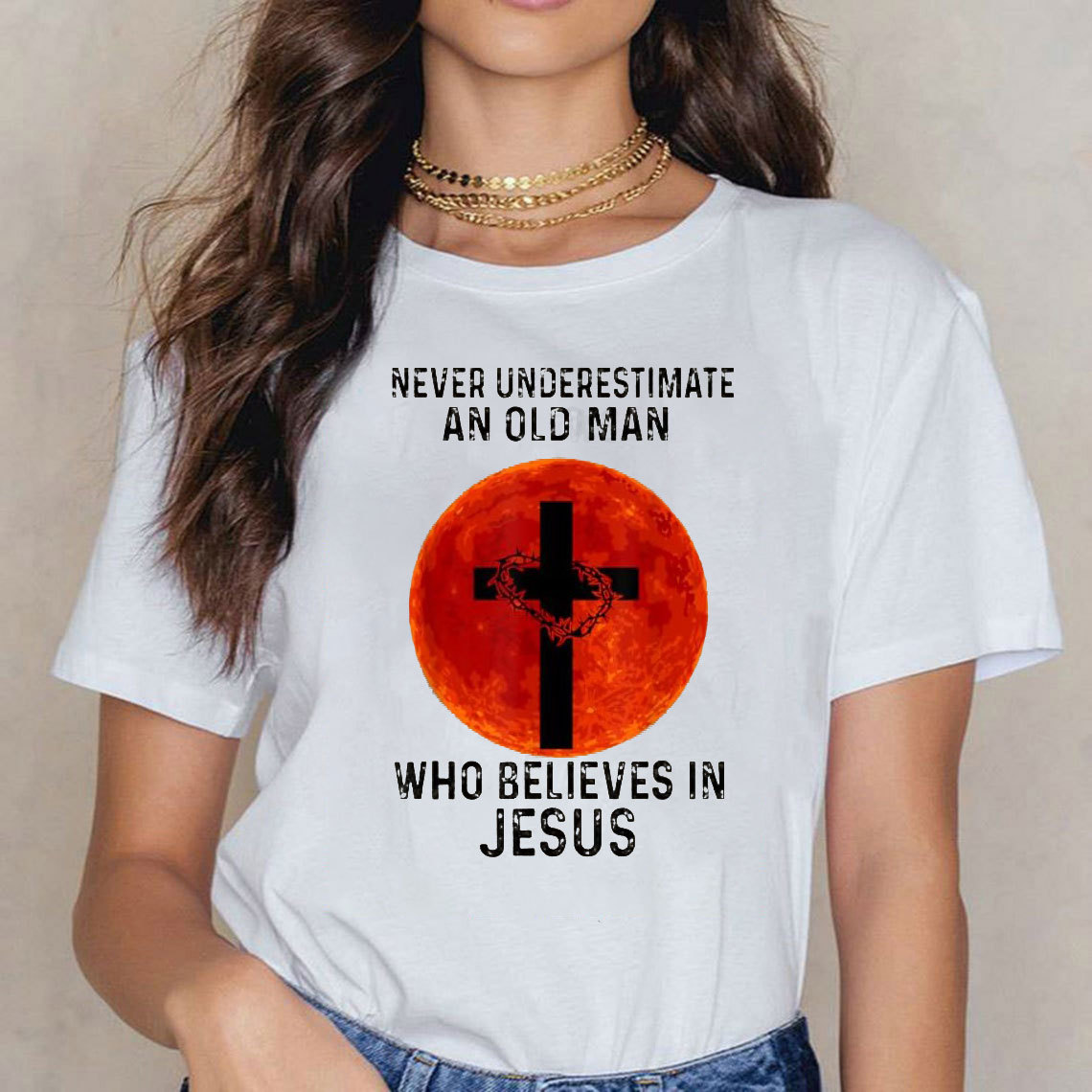 Never Underestimate An Old Man Christian T-Shirt