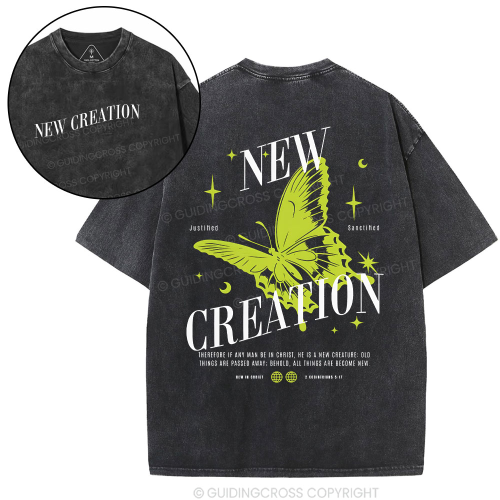 New Creation Butterfly Christian Washed T-Shirt