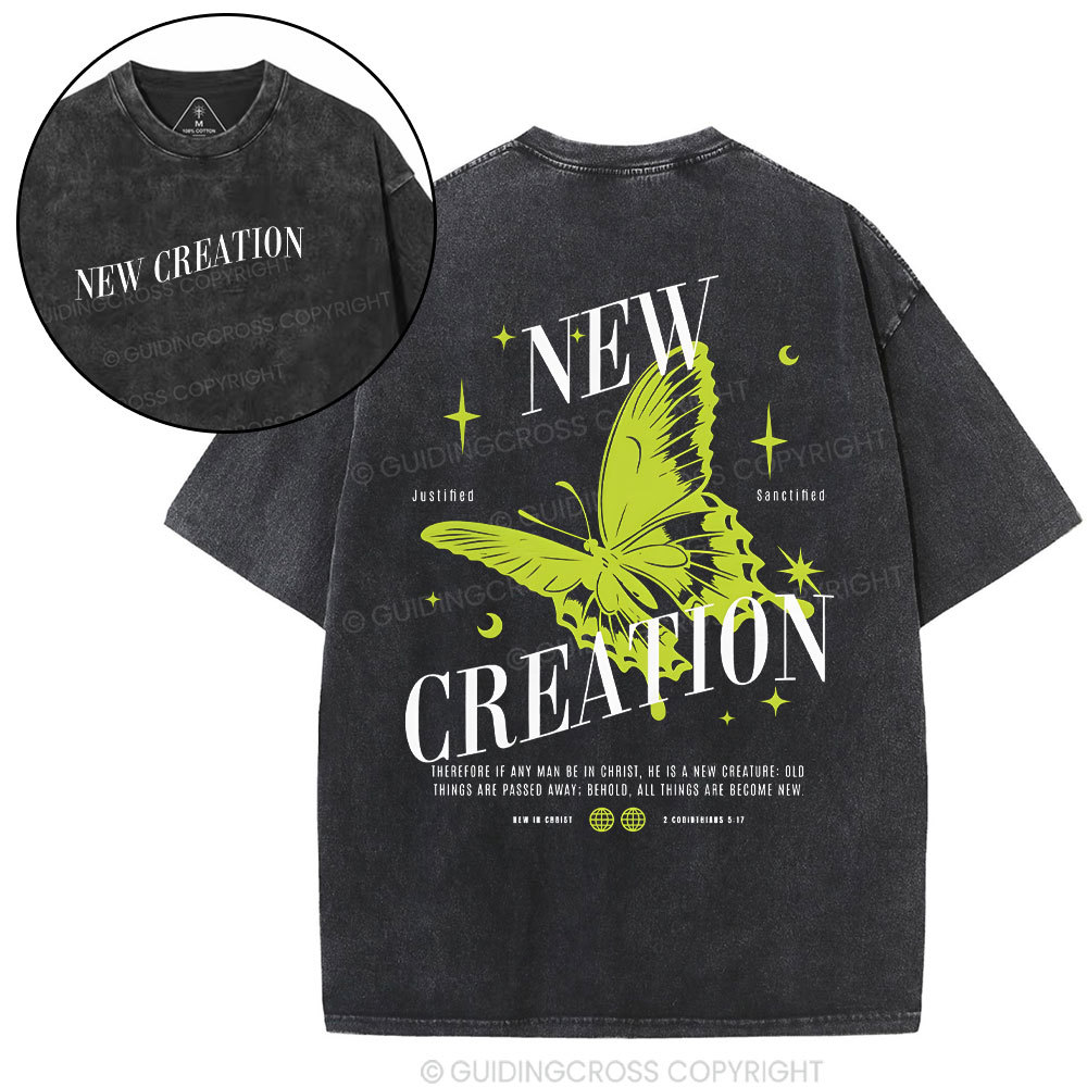 New Creation Butterfly Christian Washed T-Shirt