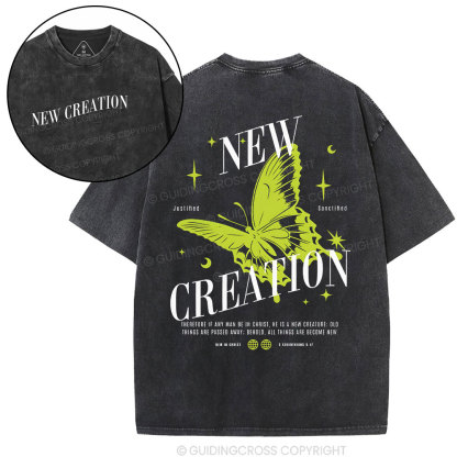 New Creation Butterfly Christian Washed T-Shirt
