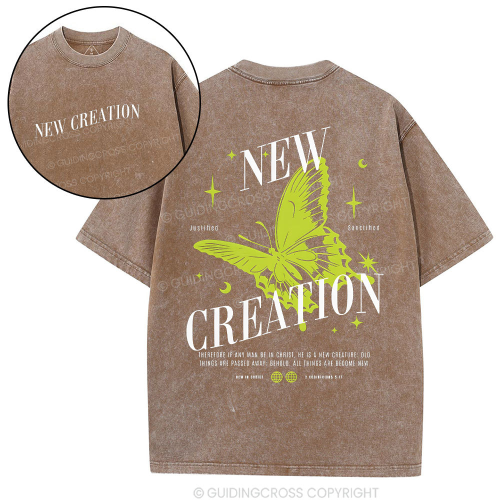 New Creation Butterfly Christian Washed T-Shirt