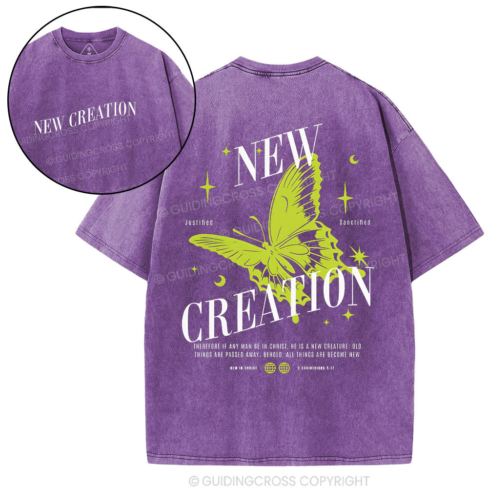 New Creation Butterfly Christian Washed T-Shirt