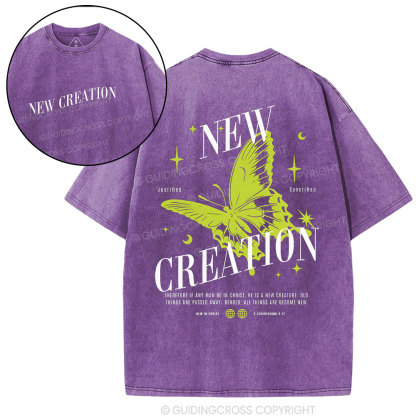 New Creation Butterfly Christian Washed T-Shirt