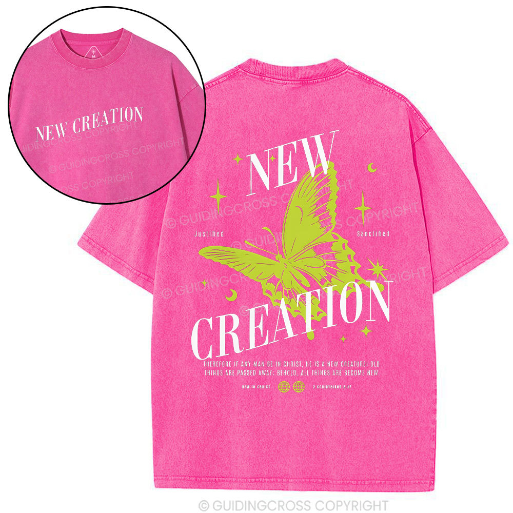 New Creation Butterfly Christian Washed T-Shirt
