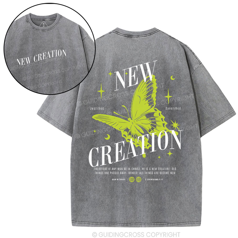 New Creation Butterfly Christian Washed T-Shirt
