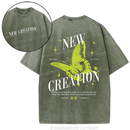 New Creation Butterfly Christian Washed T-Shirt