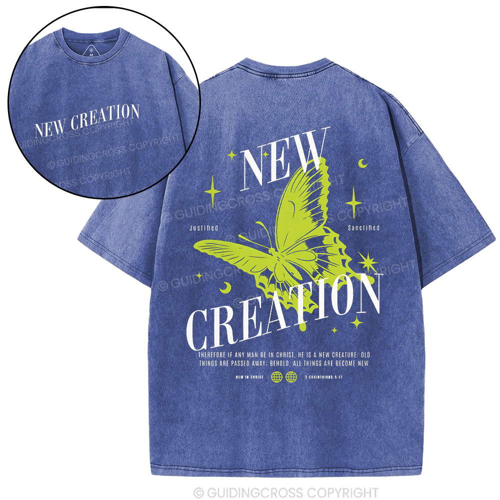 New Creation Butterfly Christian Washed T-Shirt
