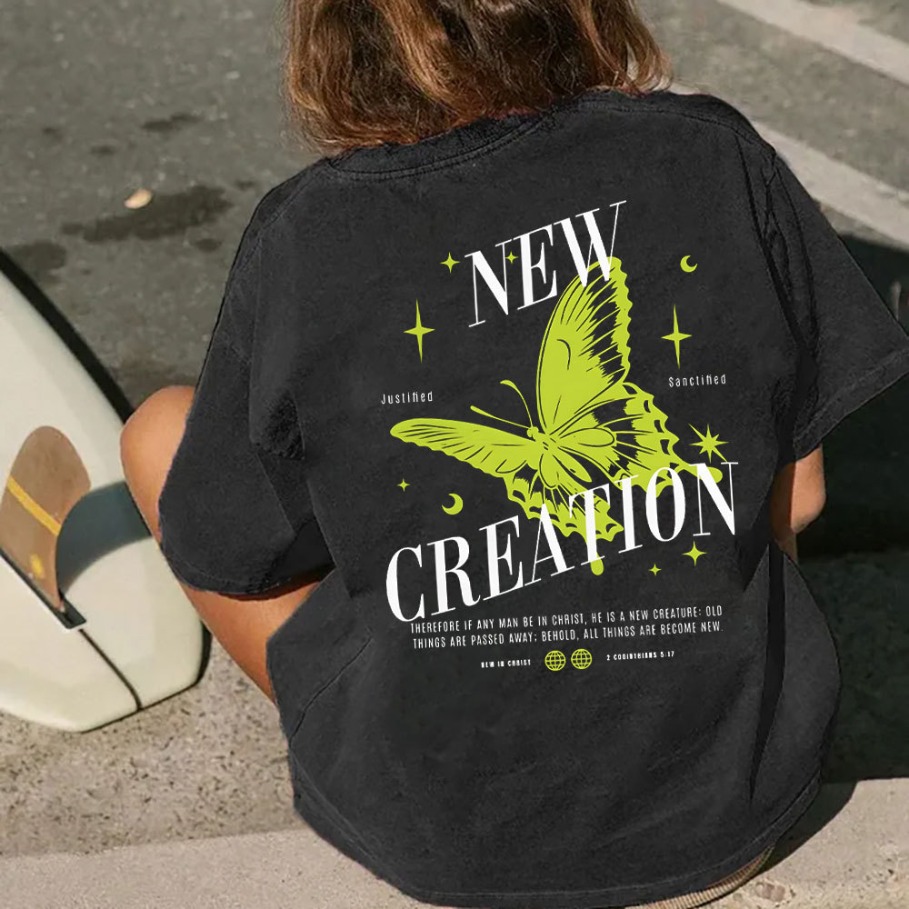 New Creation Butterfly Christian Washed T-Shirt