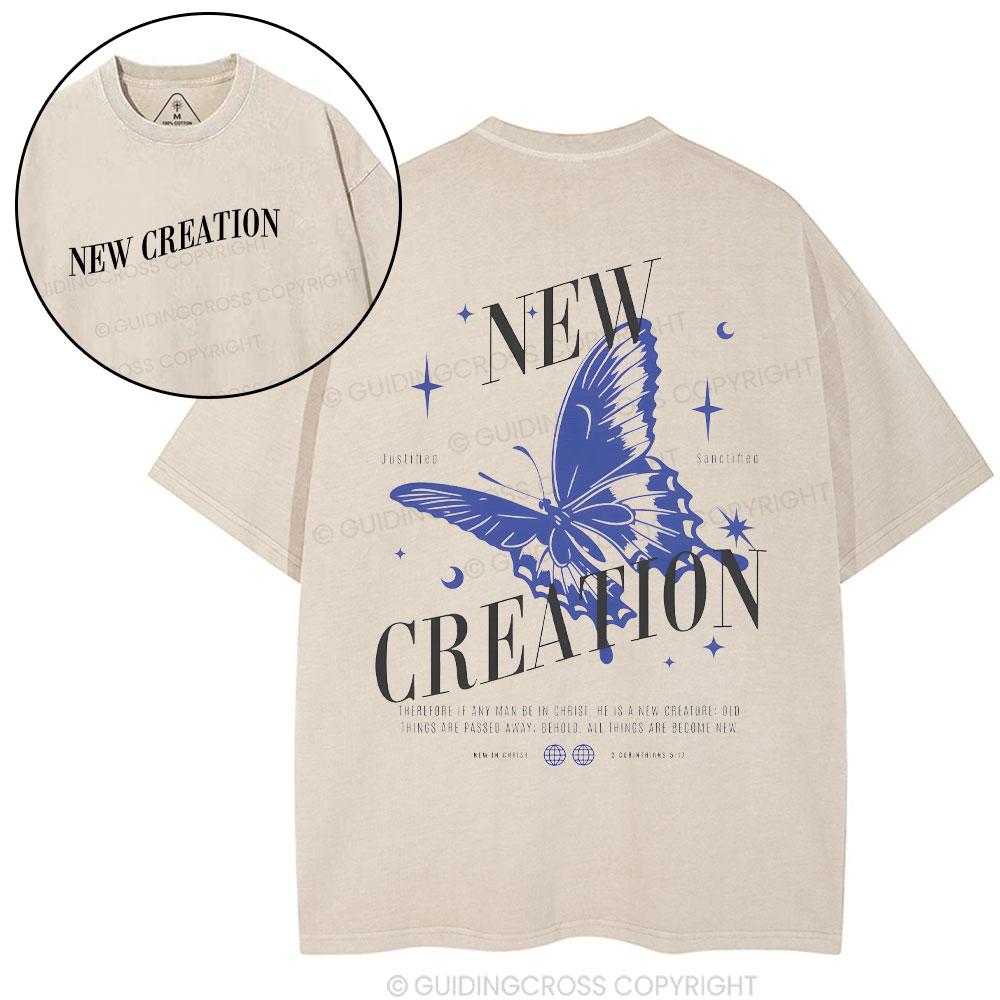 New Creation Butterfly Christian Washed T-Shirt