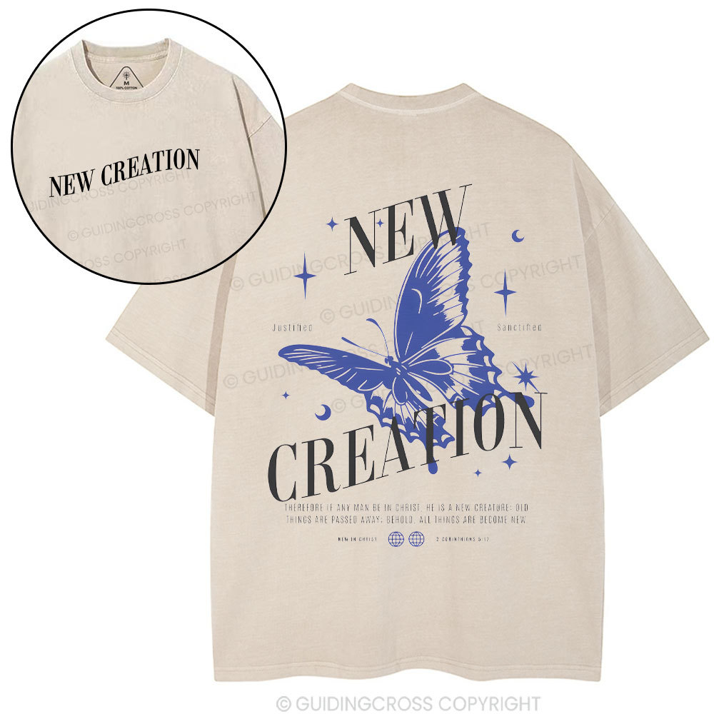 New Creation Butterfly Christian Washed T-Shirt