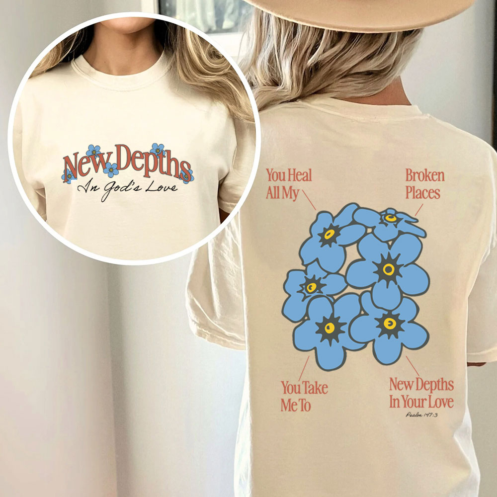 New Depths In God's Love Christian Washed T-Shirt