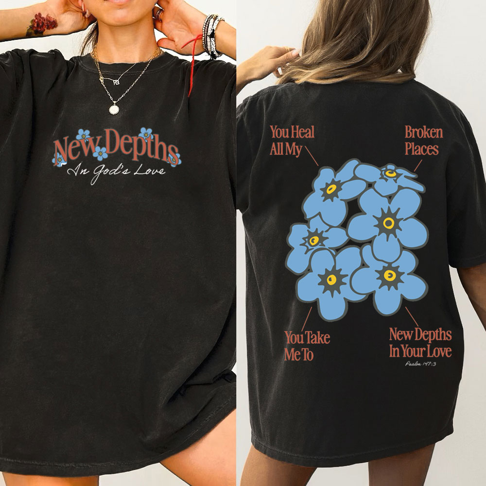 New Depths In God's Love Christian Washed T-Shirt