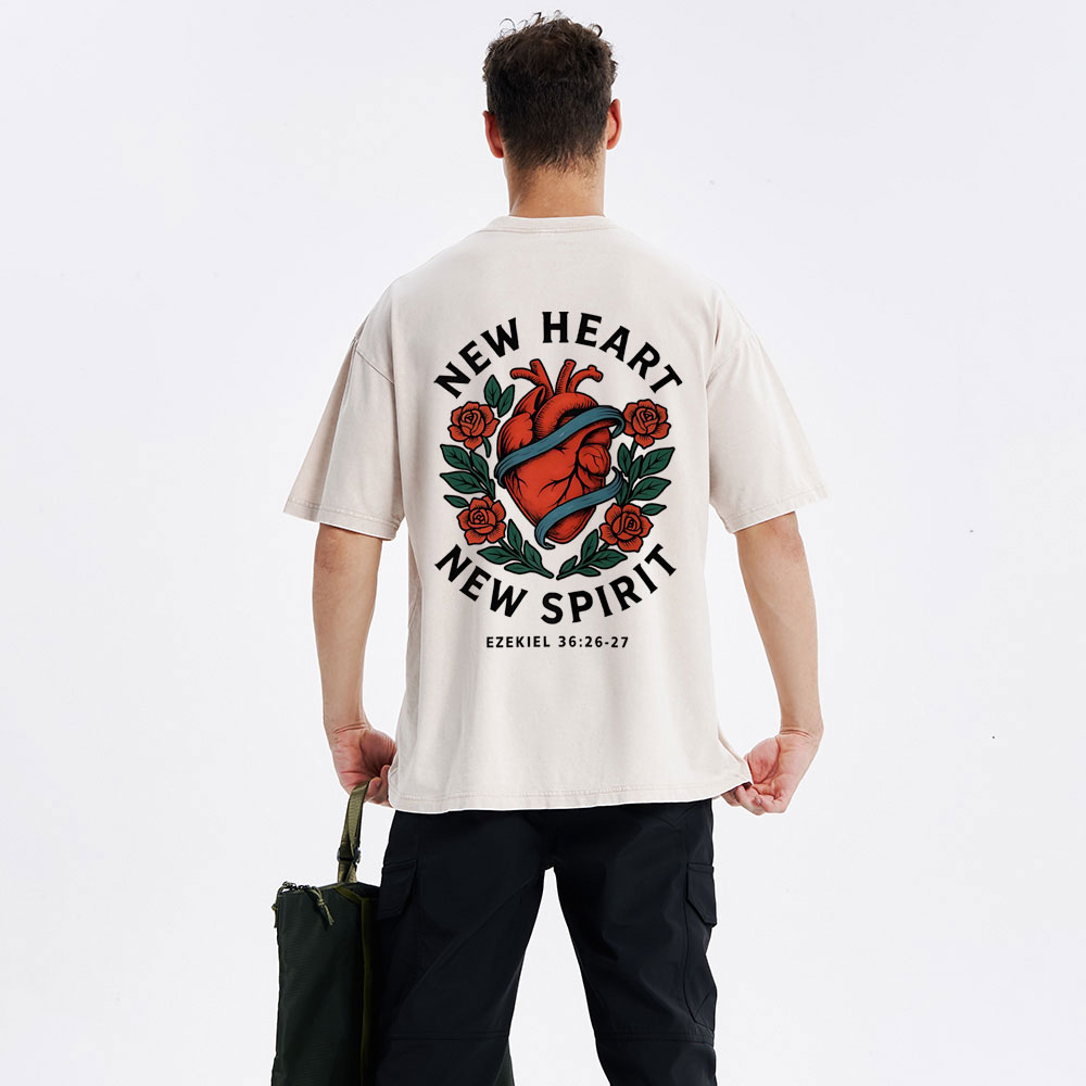 New Heart New Spirit Christian Washed T-Shirt