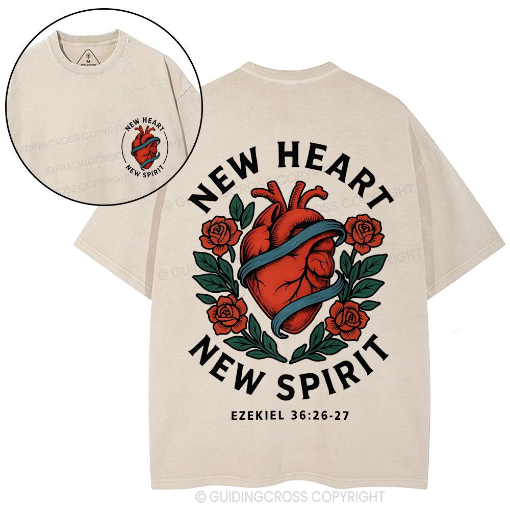 New Heart New Spirit Christian Washed T-Shirt