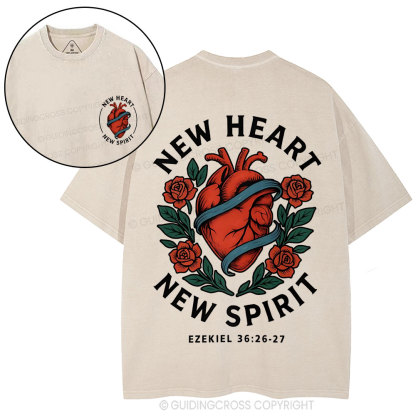 New Heart New Spirit Christian Washed T-Shirt