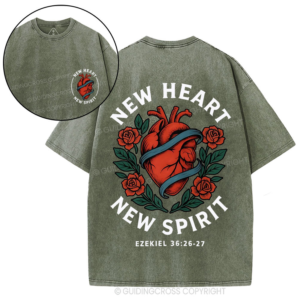 New Heart New Spirit Christian Washed T-Shirt