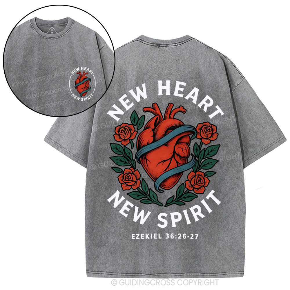 New Heart New Spirit Christian Washed T-Shirt