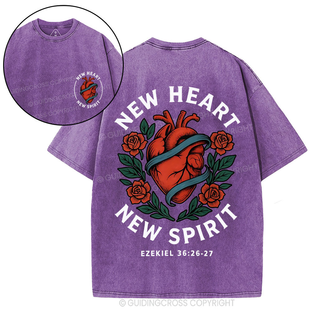 New Heart New Spirit Christian Washed T-Shirt