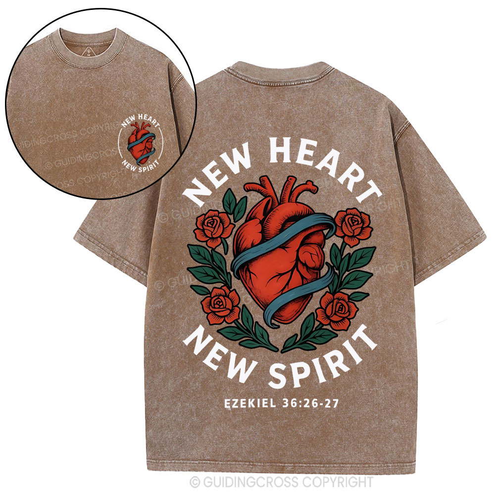 New Heart New Spirit Christian Washed T-Shirt