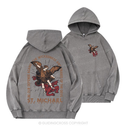 New ST Michael The Archangel Christian Washed Hoodie