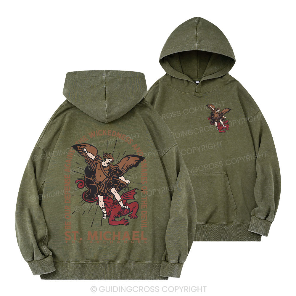 New ST Michael The Archangel Christian Washed Hoodie