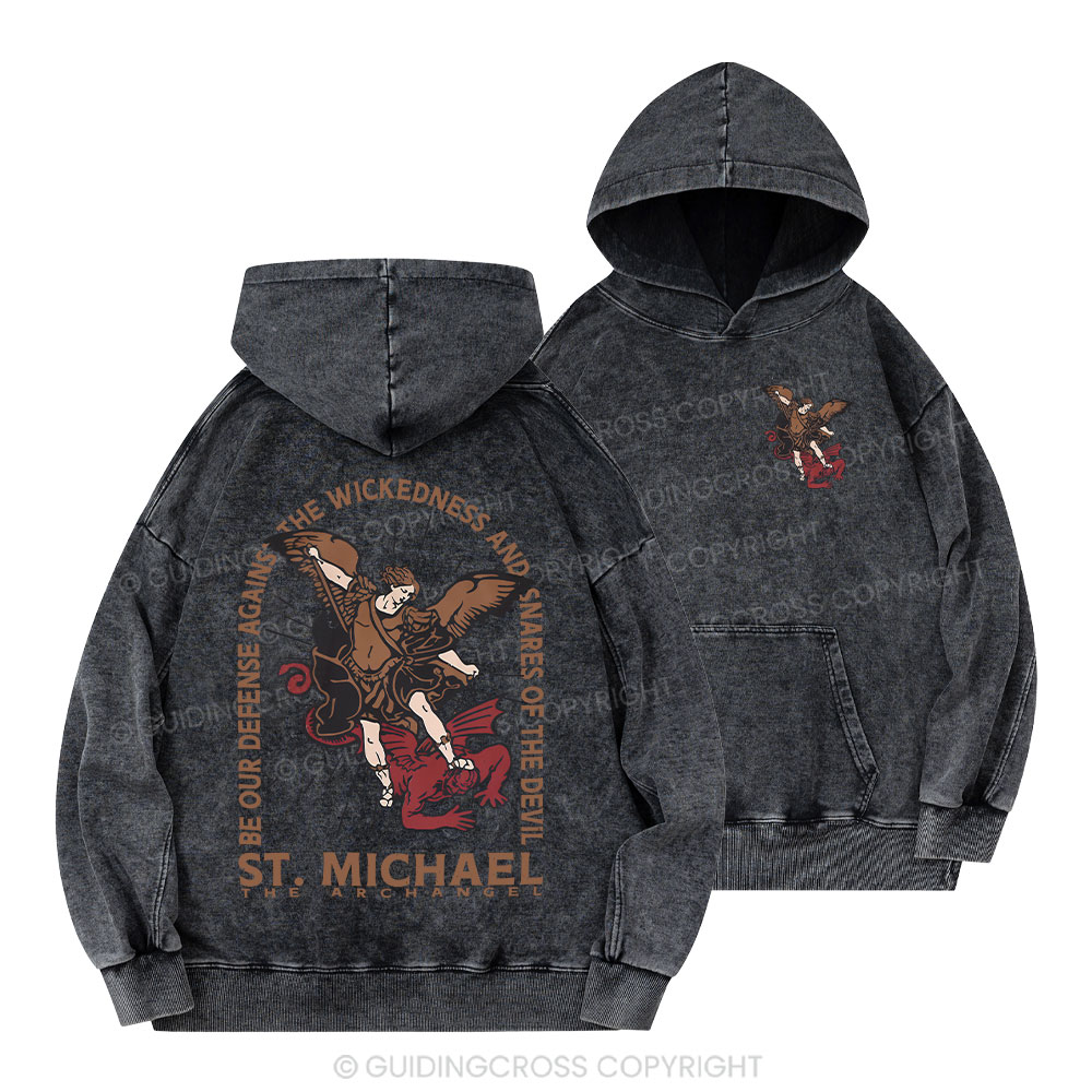 New ST Michael The Archangel Christian Washed Hoodie Sale