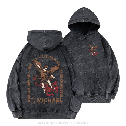 New ST Michael The Archangel Christian Washed Hoodie